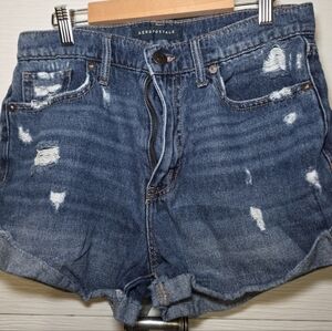 Aeropostale Distressed Blue Jean Shorts